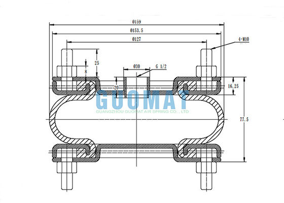 Lente van de de Opschortingslucht van FS 138-8 DS kiest de Industriële 8 ' X1 Ingewikkeld Rubberluchtkussen met Flensring uit