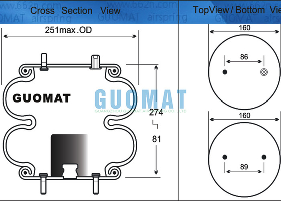 2B9-265 Goodyear Air Spring Shock voor schaar Lift And Tilt Table FD200-19 448 Contitech Air Actuators