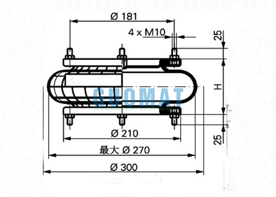 4.1KG ContiTech Industrial Air Spring FS 210-10 DS Firestone W01-R58-4057 Bellows Style Airbags Stud Bolt Montage