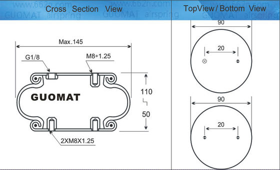 Kleine industriële luchtveer Fs40-6 Contitech Machine Accessories Phoenix Sp1b04 Weforma Wbe100-E1 Belasting 500kg