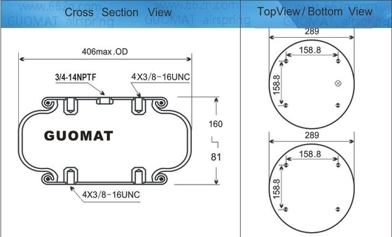 W01M586100 Eenvoudig geconvolteerde luchtveer GUOMAT NO.1B53014 3/4 NPT Luchtinlaat