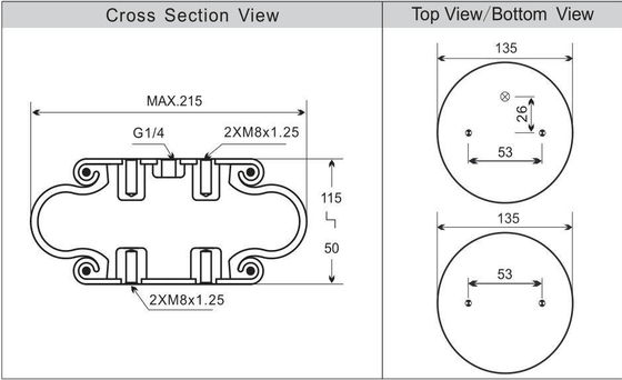 Phoenix SP1B07 Air Bellow Bags Single Convoluted Rubber Air Spring voor commerciële wasmachines
