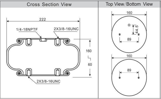 Truck Single Convoluted Industrial Air Springs Goodyear 1B9-202 Airbags