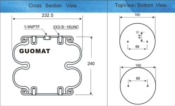 Industriële luchtophanging vervangt Contitech FD200-25 Double Convoluted Air Actuator