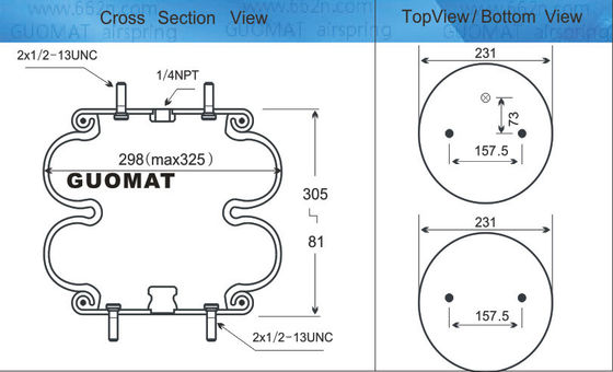 FD 330-22 327 Contitech Air Springs Triangle 6316 / 4327 Hendrickson S13043 Airbags met ophanging