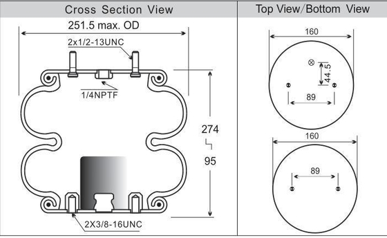 W01-358-6905 American Truck Suspension Air Spring Contitech Voor Hendrickson