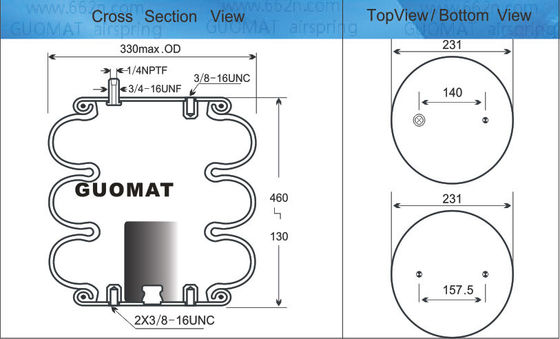 W013587994 Firestone Air Springs Goodyear 3B12-328 Industriële luchtveer Triangle 4546/6364