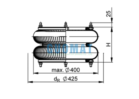 FD 614-26 Contitech Flange Air Spring 14"1/2x2 Rubber Air Bellow voor kartonmachine