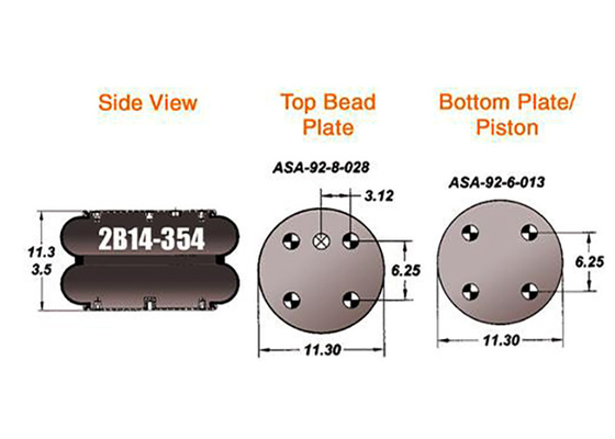 de Blaasbalg van de de Luchtlente van BWP 578-92-3-353 m-3505 Goodyear van 2B14-354