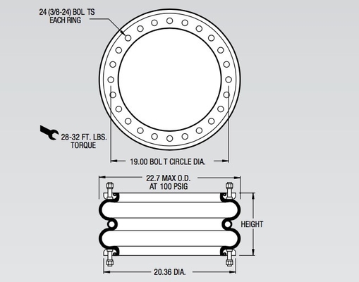 W01-358-7203 Firestone Industriële van de Luchtlente F-D 1710-25 RS Stijl 29 van Contitech