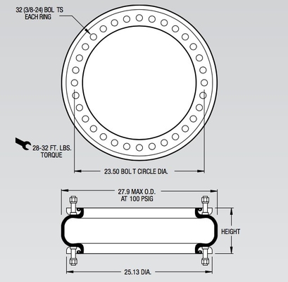 Van de de Luchtlente van FS 2870-16 RS Duitsland CONTITECH Industriële de Bouwfirestone Met hoge weerstand W01-358-7737
