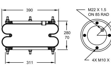 W01-R58-4074 Firestone Luchtkussensysteem 14 1/2 X 2 DUNLOP SP1988 FRUEHAUF J40108M08A05
