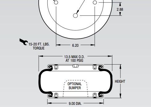 Firestone de Lentew01-358-7040 Rubberstijl 19-.75 van de Opschortingslucht voor Verpakkende Machines
