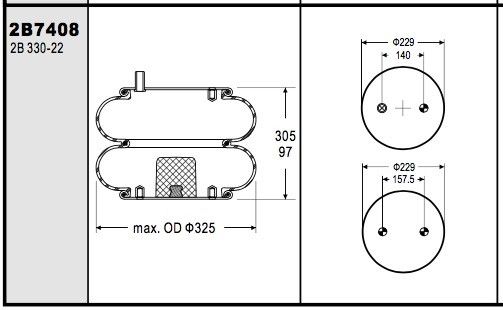Firestone W01-358-7408 de Dubbele Ingewikkelde Industriële Opheffende Zak Contitech FD330-22 366 van de Luchtlente