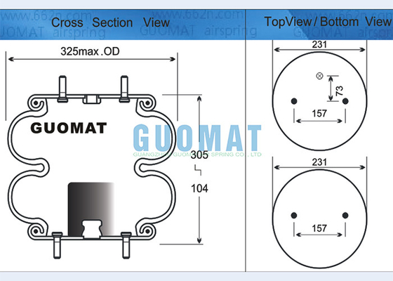 FD 330-22 337 Contitech Double Convoluted Industrial Air Spring W01-358-7401 Firestone Luchtballon Met Stutverbinding