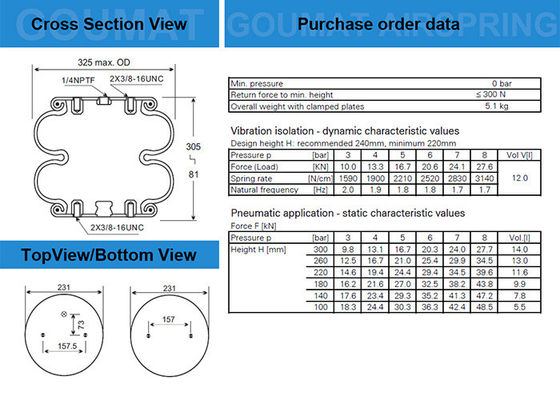 2B12-425 Goodyear Air Spring 578923309 Triangle 6316/4363 Voor Leland SC2075 Airbags