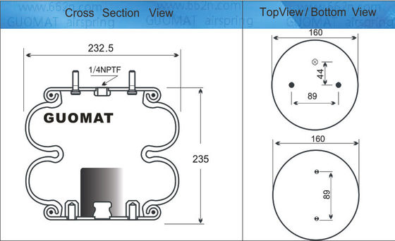 2B9-253 Goodyear Air Springs 578923206 Firestone W013586945 Voor Ridewell 1003586945C