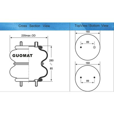 Contitech 161336 Goodyear 2B9-218 rubberen industriële dubbele ingewikkelde luchtveren