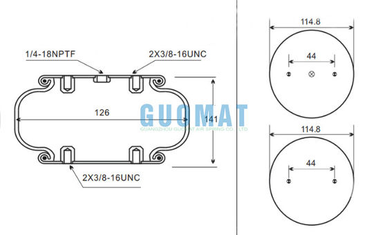 W01-358-7725 Firestone Industriële Enkelvoudige Geconvoluteerde Luchtveer 141mm Ontwerphoogte Voor Elektronische Apparatuur