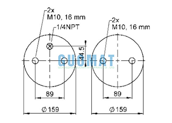 FD 200-19 1/4 M10 Contitech Ophanging Luchtveer 72047 Dubbele Convolute Luchtveer