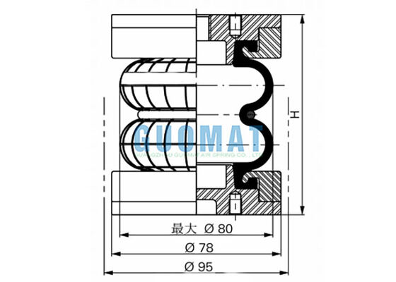 2 3/4" x 2 Rubber Bellow FD 22-4 DI CR Contitech Precision Vibration Isolation Airbag