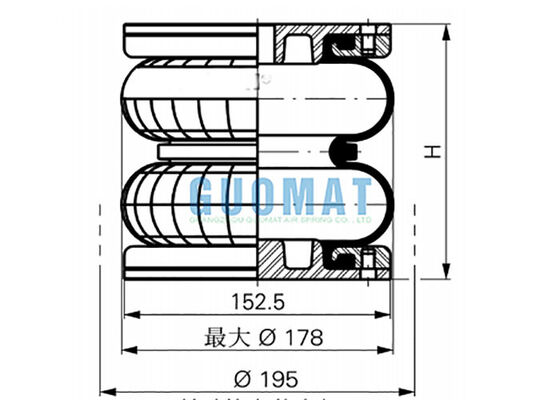 6" x 2 Air Rubber FD 76-14 DI CR Contitech Double Convoluted Type Air Spring Leverancier