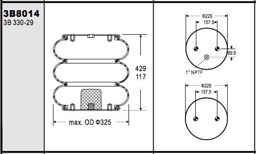W01-358-8014 de Lentes van de Luchtrit door Firestone/Drievoudig Ingewikkeld Luchtkussen voor Ridewell 1003588014C