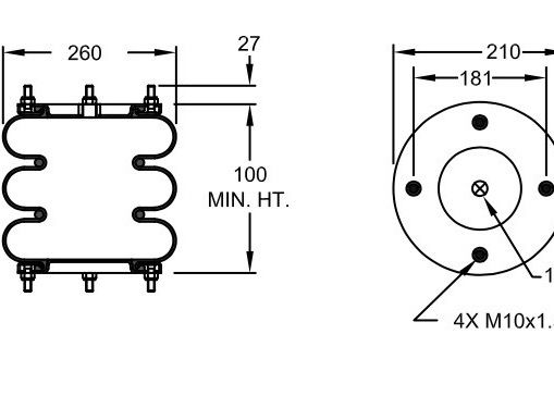W01-R58-4059 de Schok SP 1539 Rubberblaasbalgen 10 X 3 van de luchtlente met Gestempelde Flens